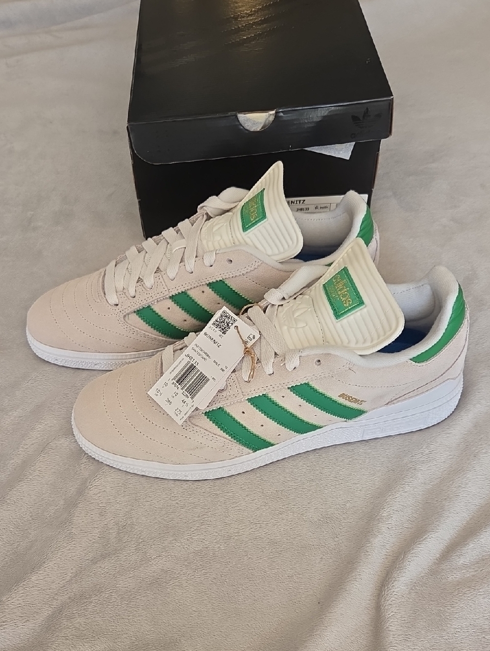 BNIB Men's Adidas Busenitz, Light Grey, White & Green, Size 10.5